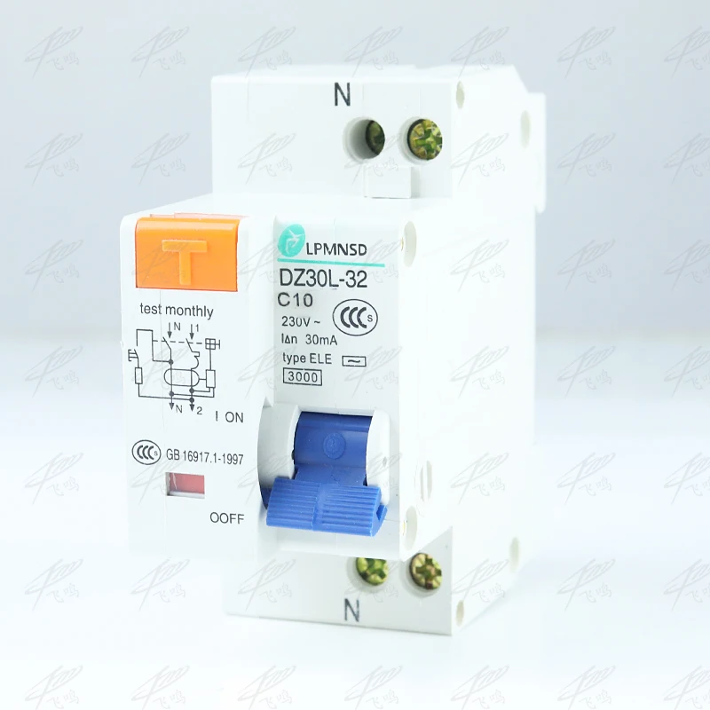 DZ30LE 32 1P + N 10A 16A 20A 25A 32A 230В 50/60 Гц выключатель остаточного тока с защитой от