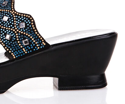 Стразы босоножки на высоком каблуке шлепанцы из натуральной кожи размера плюс 41