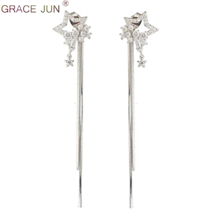 Женские серьги-клипсы GRACE JUN высококачественные серьги класса ААА с кубическим