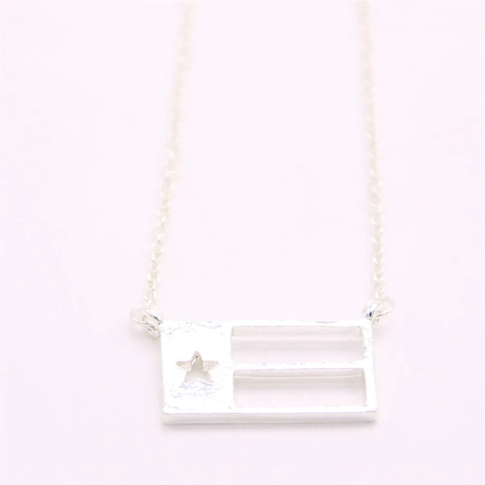 Полый кулон в форме флага ожерелье прямоугольник с подвеской полоской
