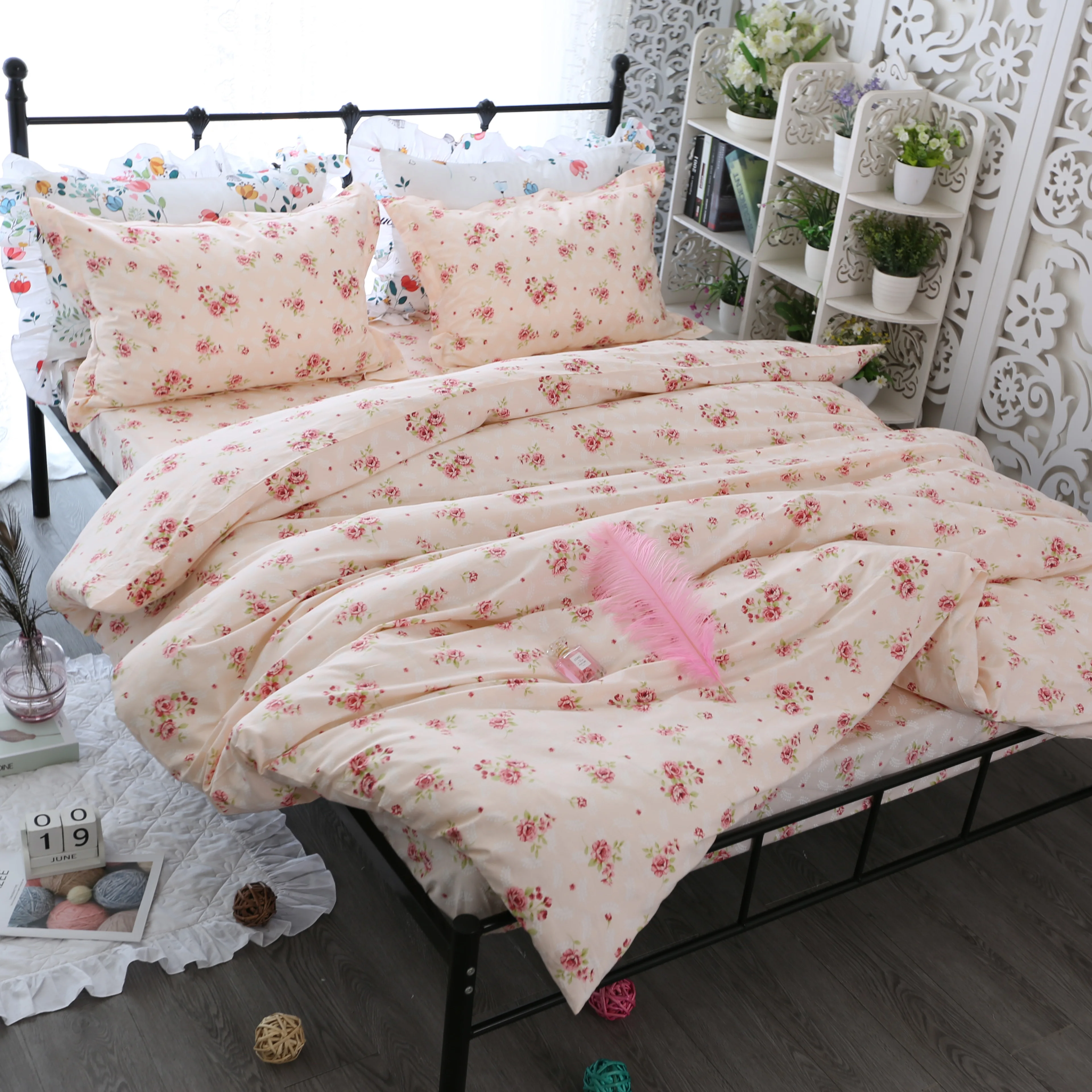 Корейский комплект постельного белья для девочек с изображением сердца