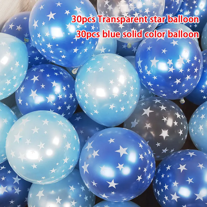 blue set 60 шт./компл. Фэнтези звездное небо Звезда латекс свадебный шар День рождения шары для украшения прозрачный Balon золотистый и черный - Цвет: blue set