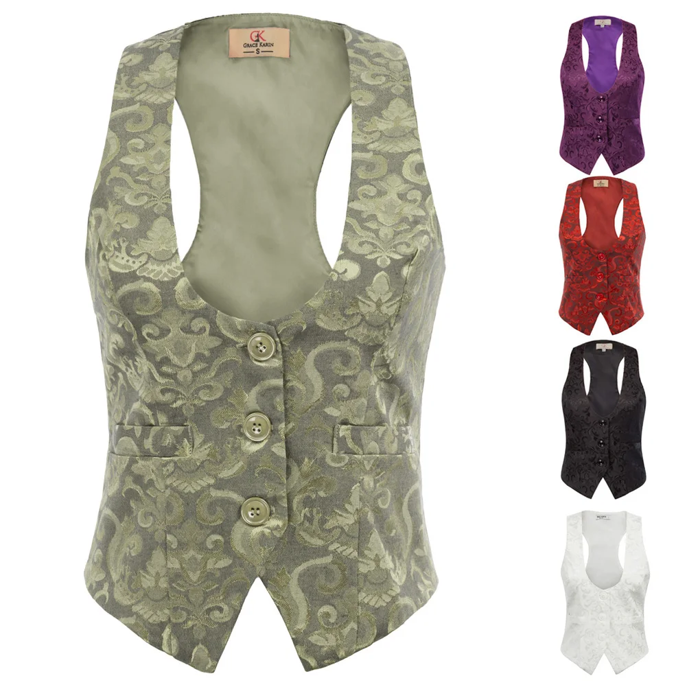 GK женский жаккардовый жилет с регулируемыми бретельками пальто 3 кнопками chalecos