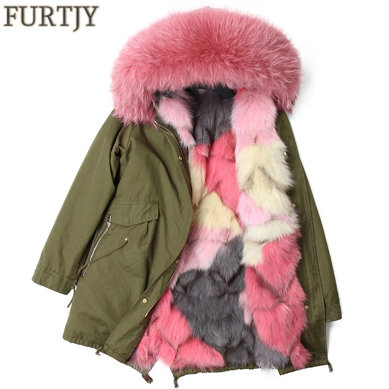 Long Parka Winter Jacket Women Real Fox Fur Coat Big Natural Raccoon Collar Hood Thick Warm Liner Streetwear Luxuty Brand | Женская