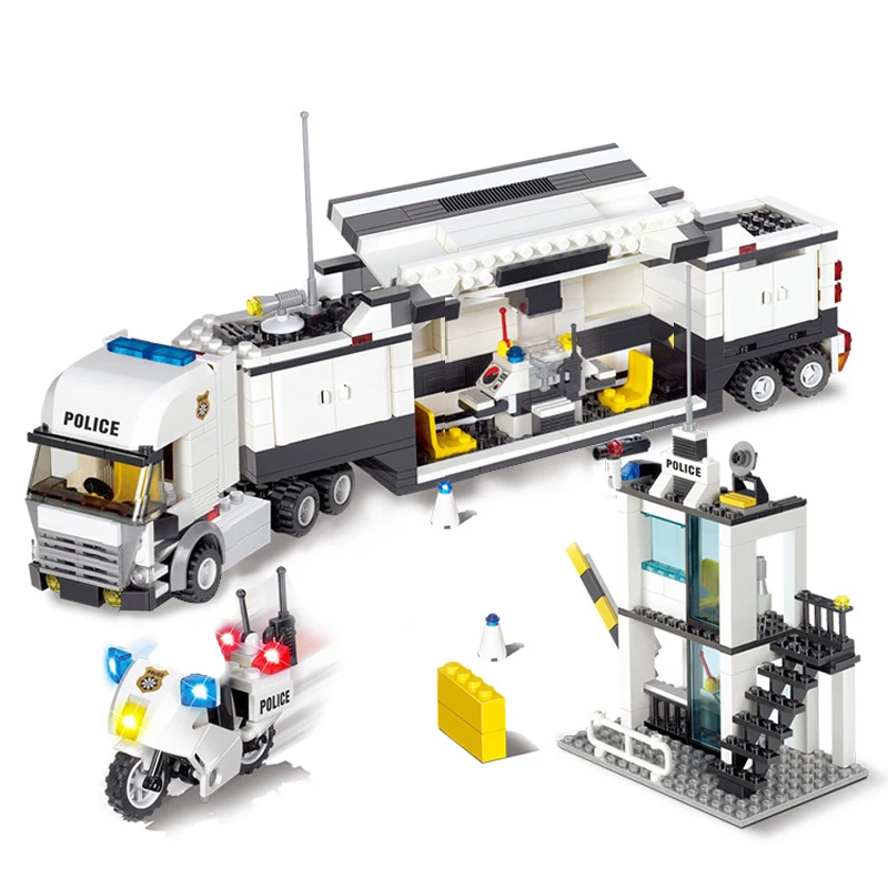 Детские игрушки город строительные блоки полицейский участок тюремные фигурки