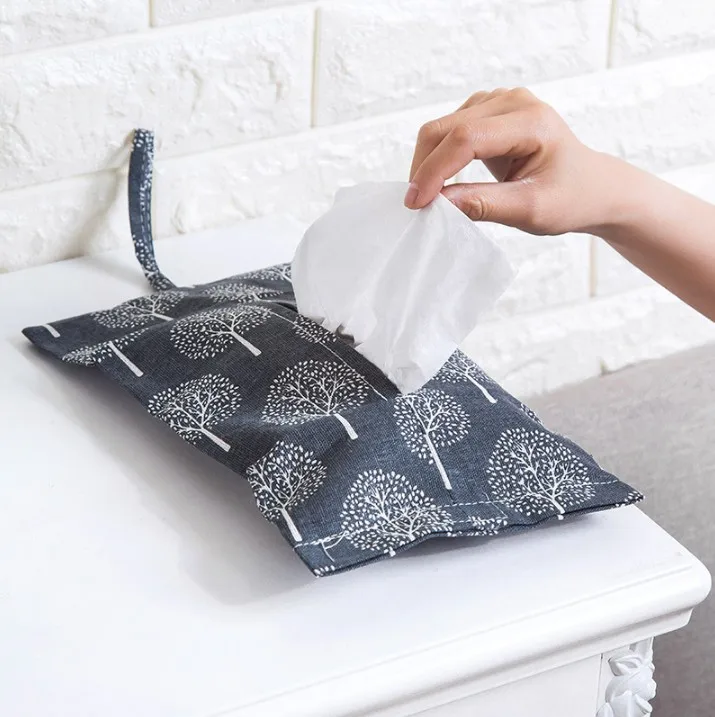 1PC Cotton Linen Tissue Storage Bag Hanging Home Office Car Case Cover Container Towel Napkin Papers Box Table Decoration | Дом и сад
