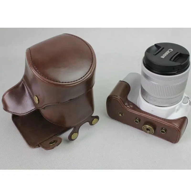 Искусственная кожа Камера сумка чехол с ремешком для Canon 200D кожи чёрный