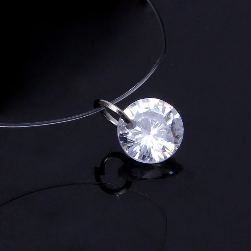 6MM Silver 3 Подарок 8 цветов 6 мм розовый серебряный красный циркон Чокеры ожерелье s прозрачная леска простое ожерелье с подвеской ювелирные изделия для женщин - Окраска металла: 6MM Silver 3
