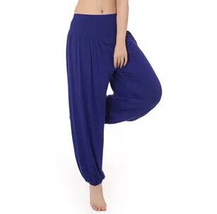 W00239 dark blue Хлопок Высокая талия стрейч женские шаровары S порт брюки клеш танцевальный клуб Бохо широкие ноги свободные длинные брюки шаровары брюки - Цвет: W00239 dark blue