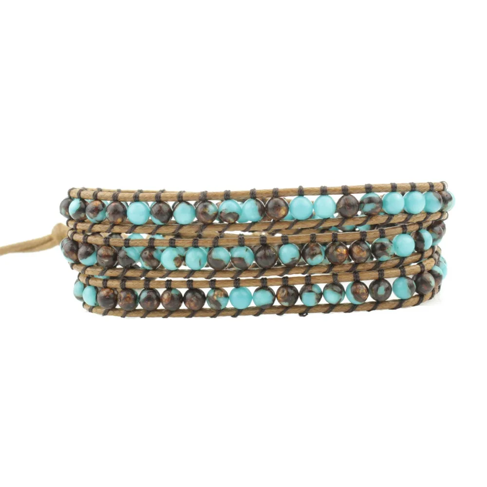 

Vintage Leather Bracelets Natural Stone 3 Strands Wrap Bracelets Woven Multilayer Boho Bracelet Handmade Jewelry Dropship