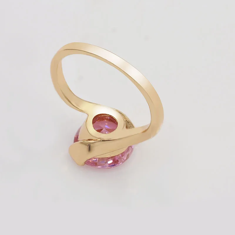 MGFam одиночные розовые кольца Rouund для сладких женщин CZ 18 k G P золотого цвета Горячие ювелирные изделия AAA+ кубический циркон