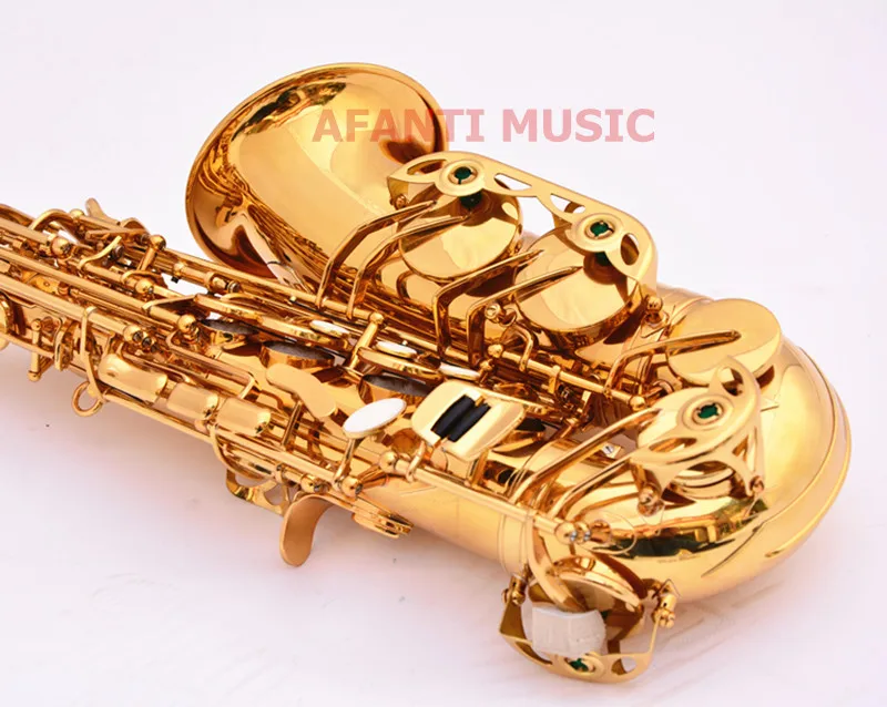 Музыкальный альт-саксофон Afanti Eb tone/латунный корпус/с золотым покрытием (ASE-157) |