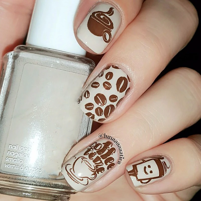 BORN PRETTY 1 шт. кофейное время шаблон для дизайна ногтей штамп из нержавеющей стали 5