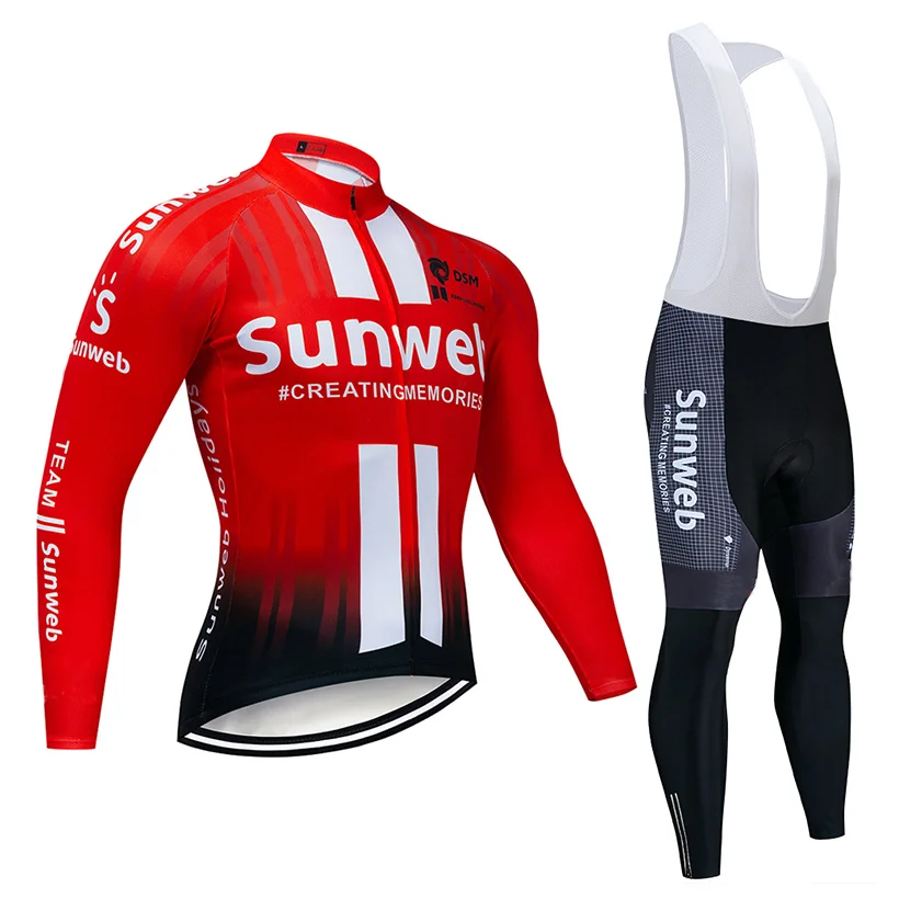 Pro Team SUNWEB велосипедная майка 9D комплект с нагрудником MTB Униформа велосипедная одежда мужская зимняя теплая флисовая велосипедная Одежда для велоспорта