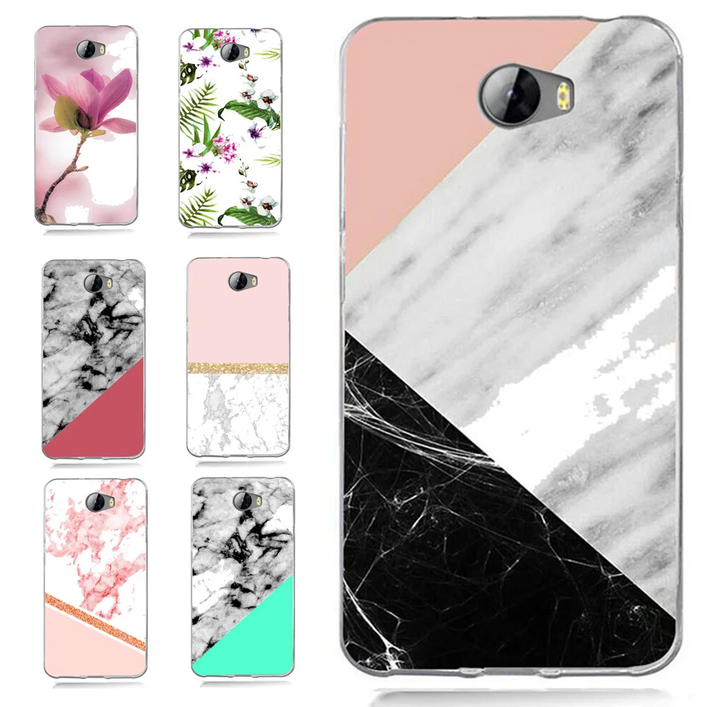 Цветной мягкий чехол из ТПУ с мраморным цветком и силиконовым рисунком для Huawei Y5