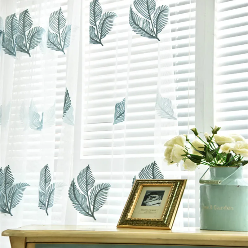 

High quality European and American style window treatments leaves design screens for living rooms bed rooms curtain tulle