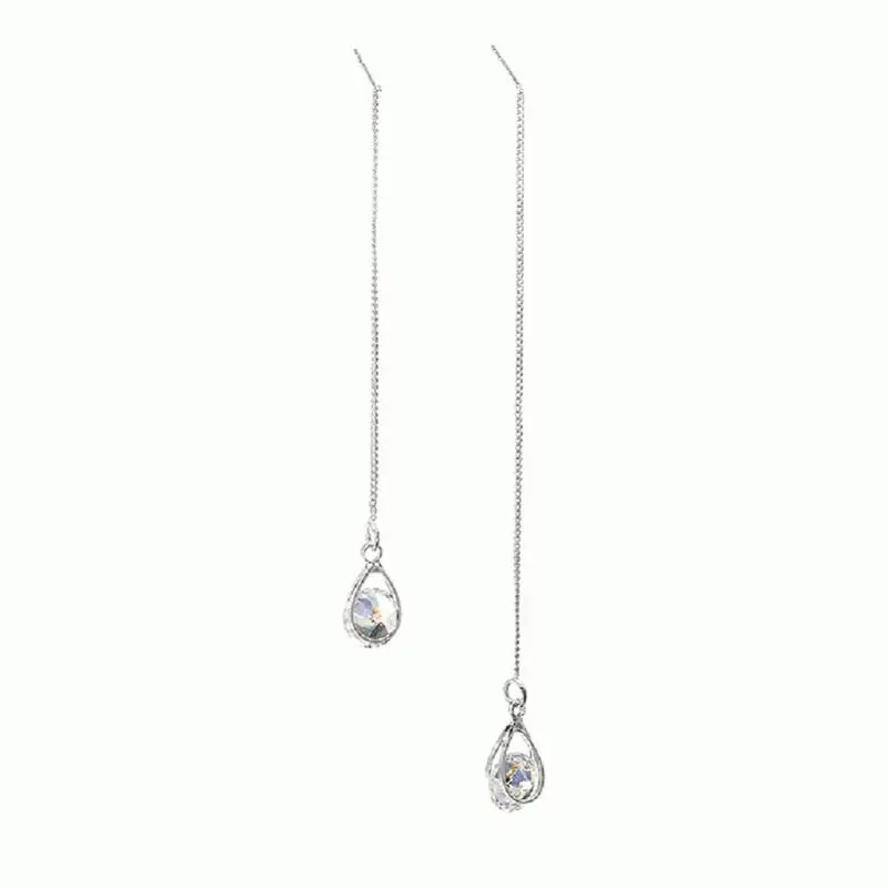 Silver Asymmetric Новинка, золотые, серебряные, цветные длинные висячие стразы, висячие серьги с кисточкой, женские свадебные серьги в форме капли, модные сверкающие ювелирные изделия с кристаллами - Окраска металла: Silver Asymmetric