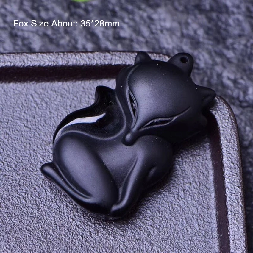 Женское Ожерелье с лисой и черным обсидианом ожерелье натуральным