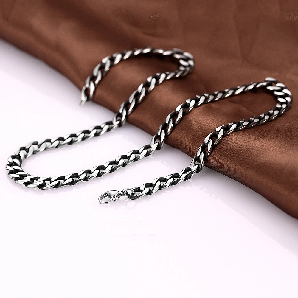 Diylocket Нержавеющая сталь Цепочки и ожерелья цепь 22 дюйм(ов) 7.0 мм Винтаж Для мужчин