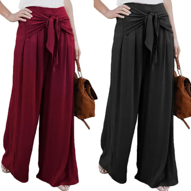 Женские широкие брюки с высокой талией повседневные Летние однотонные свободные