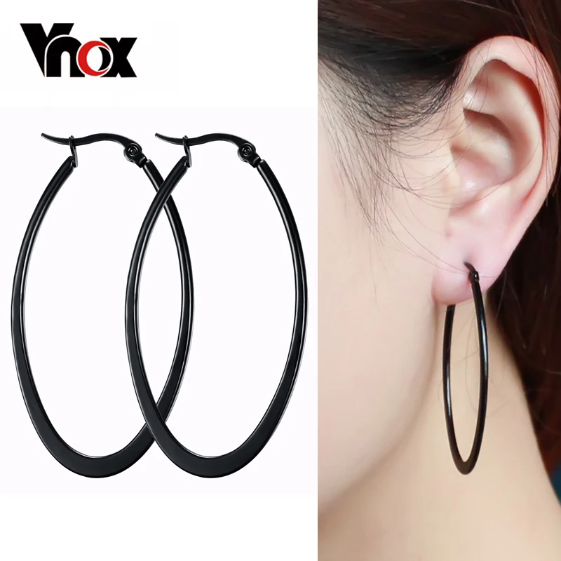 Vnox Мода Большой Серьги-кольца Для женщин женский Bijoux 316L Нержавеющая сталь уха ювелирных изделий Рождественский подарок не аллергия