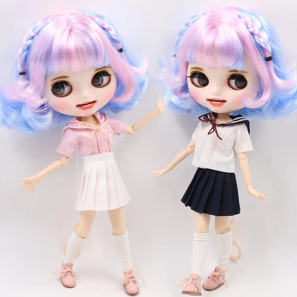 

Кукла ICY DBS Blyth для серии No.BL1017/6005 Розовый микс синие волосы полные зубы резные губы матовое лицо совместное тело 1/6 bjd