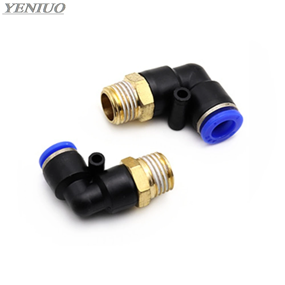 PL "шланг OD 4 6 8 10 12 мм-1/8'' 1/4 ''3/8'' 1/2 ''BSP наружная резьба Пневматическая трубка локоть соединитель трубка воздушный нажимной фитинг