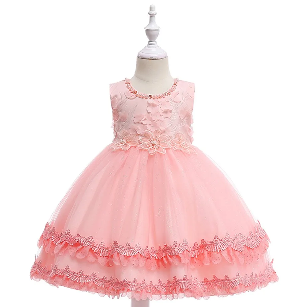 Baby girls sleveless dress floral princess party Girl Tutu Dress Fur Bowknot Formal Clothing Dresses | Детская одежда и обувь