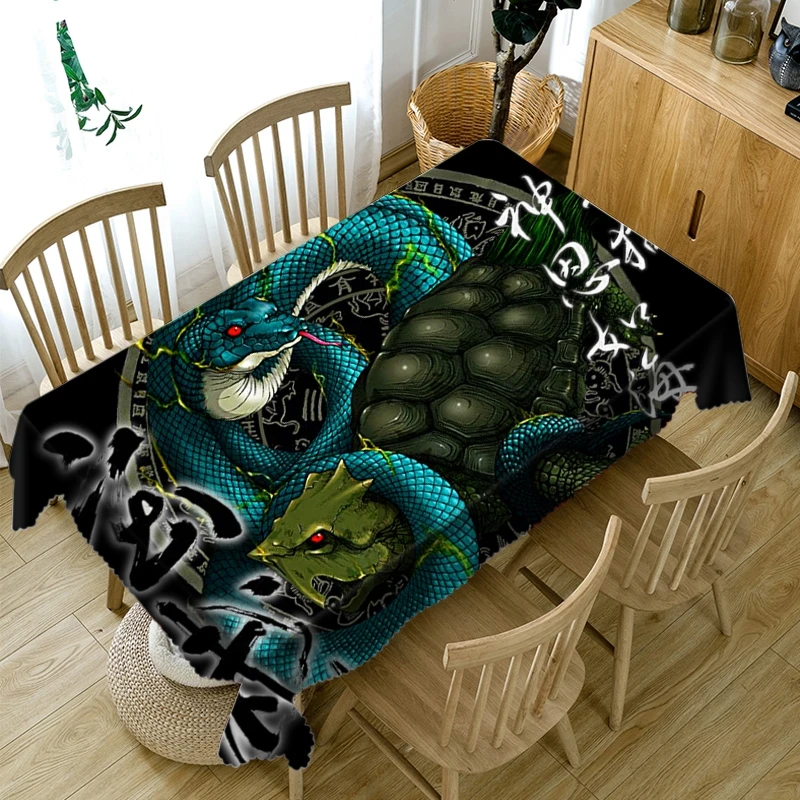 Скатерть с 3D рисунком белого тигра китайская метафизика моющаяся ткань плотная