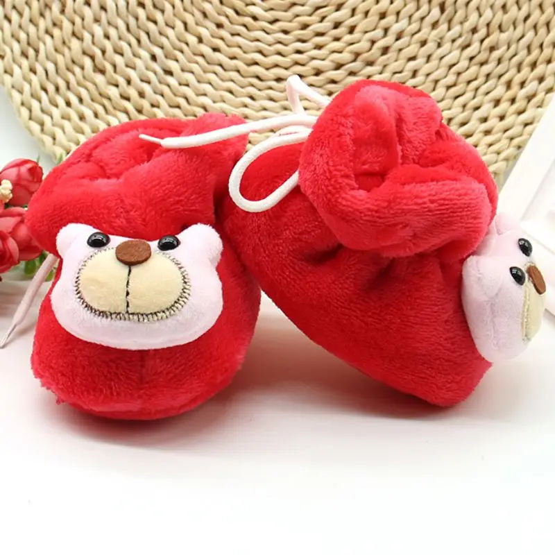 Милые зимние сапоги для маленьких девочек с изображением медведя мягкая обувь