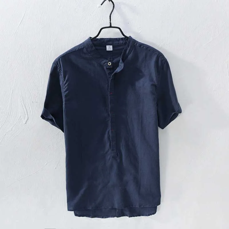 Мужская футболка с коротким рукавом льняной топ на лето|Мужские футболки| |