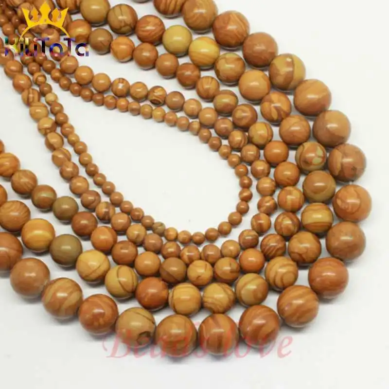 Круглые бусины Natura Wood желтые разделители 15 дюймов 4/6/8/10/12 мм для самостоятельного