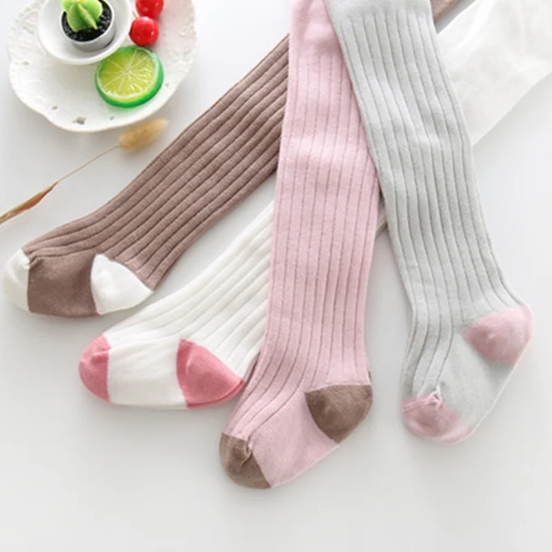 Осенне-зимние колготки для девочек однотонные маленьких Хлопковые вязаные милые