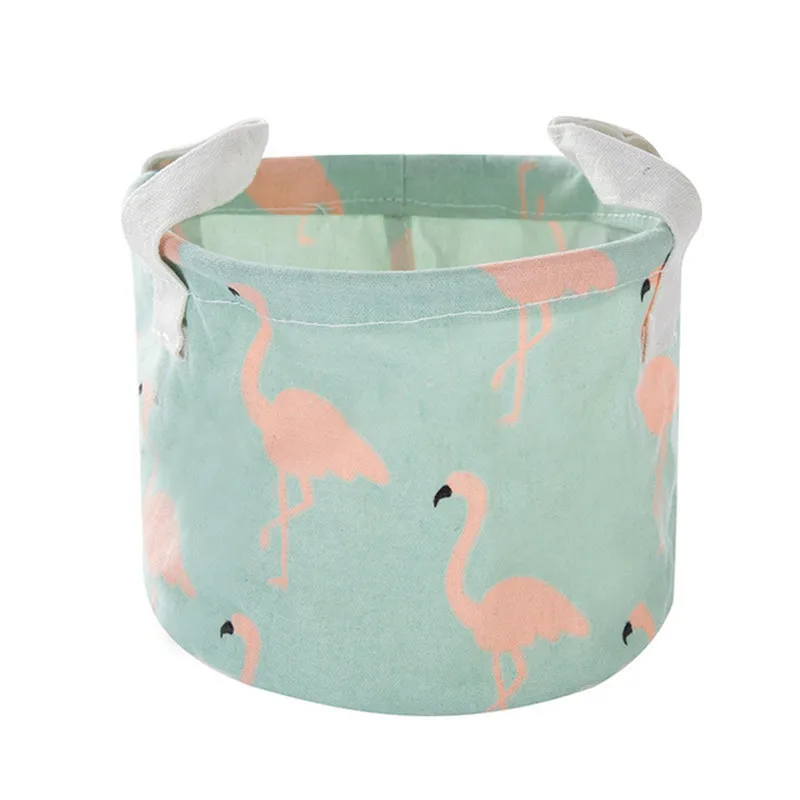 Ostrich green ONEUP DIY Милая печать настольная корзина для хранения Органайзер хлопок белье макияж коробка для хранения мелочей шкаф Нижнее белье сумка для хранения - Цвет: Ostrich green