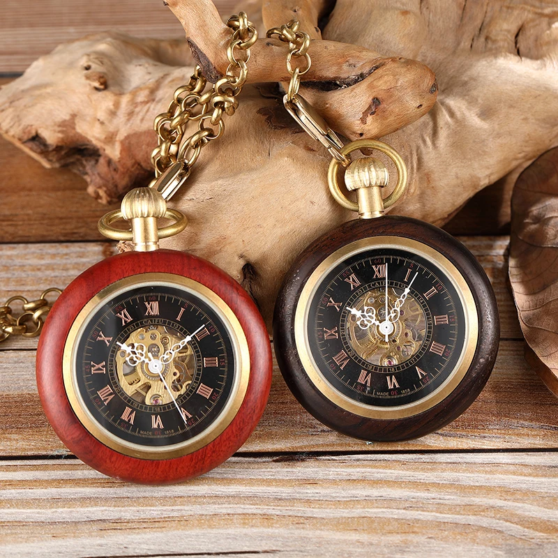 Модные креативные Деревянные Механические карманные часы в стиле стимпанк для