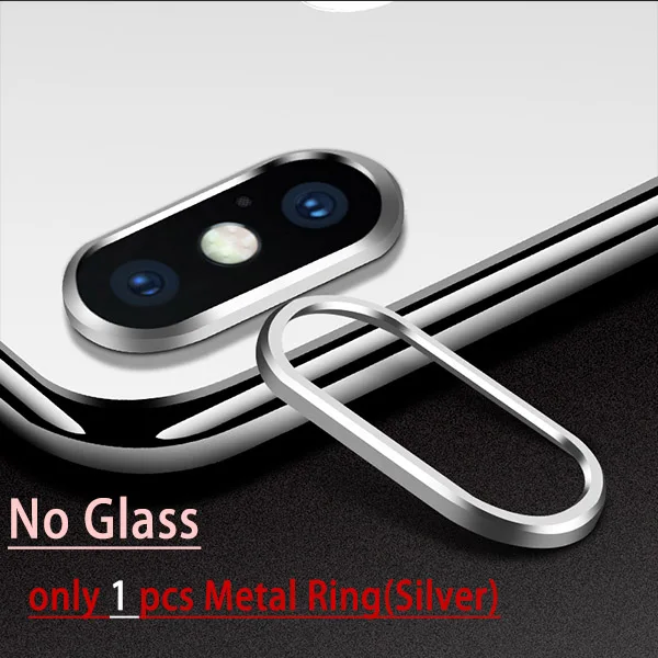 1pc Metal RingSilver Для iPhone X 10 XS MAX XR 8 7 Plus закаленное стекло+ металлический задний объектив защитное кольцо для экрана Защита камеры для iPhone XR - Цвет: 1pc Metal RingSilver