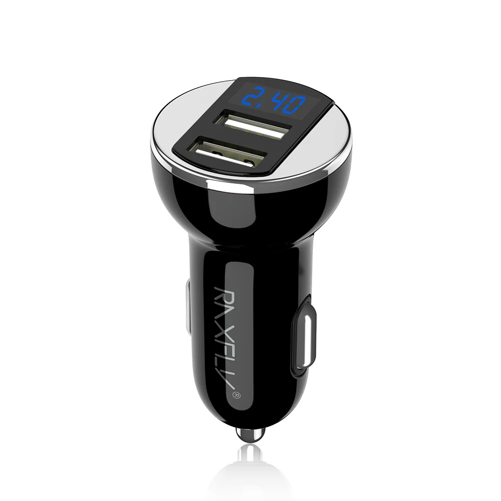 RAXFLY светодиодный дисплей Dual USB Универсальное автомобильное зарядное устройство для телефона для iPhone MAX XR XS умная цифровая Быстрая зарядка для samsung для huawei - Тип штекера: Silver