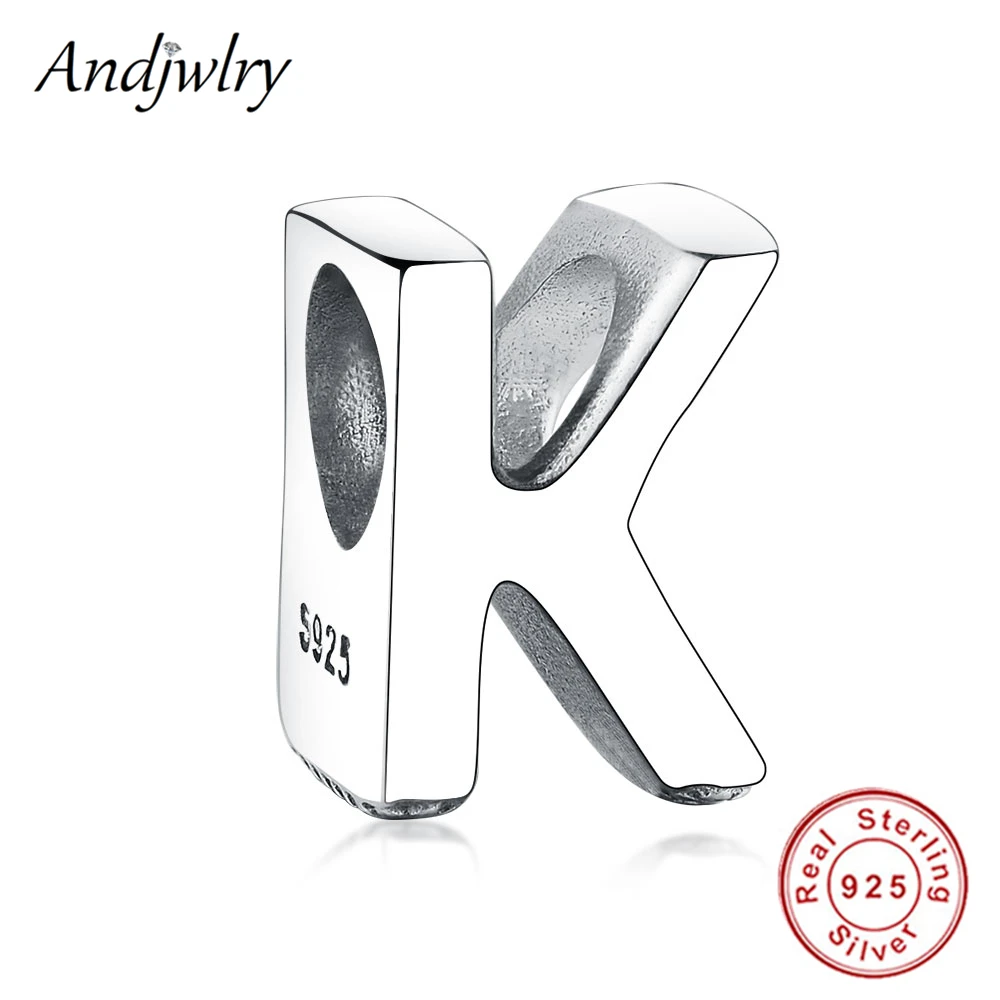 Ajw0320-K Подходит для браслетов Pandora, 925 пробы, серебро, оригинальные шармы от А до Я, бусина с буквой алфавита, сделай сам, изготовление ювелирных изделий, сделай сам, Berloque - Цвет: Ajw0320-K