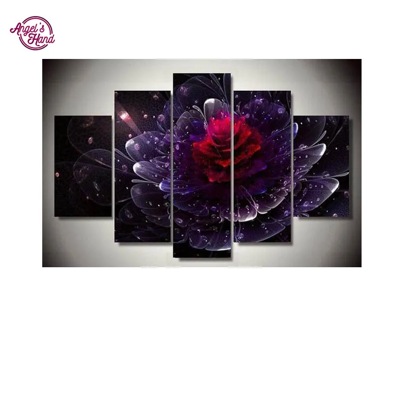 art Crystal flower diy 3d mosaic diamond painting rose cross stitch 5pcs/set full round drill embroidery | Дом и сад