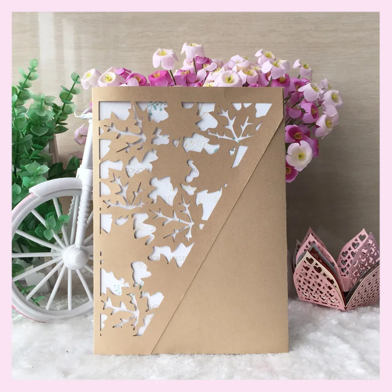 12 шт./лот 2017 свадебные приглашения открытка кленовый лист нежный дизайн