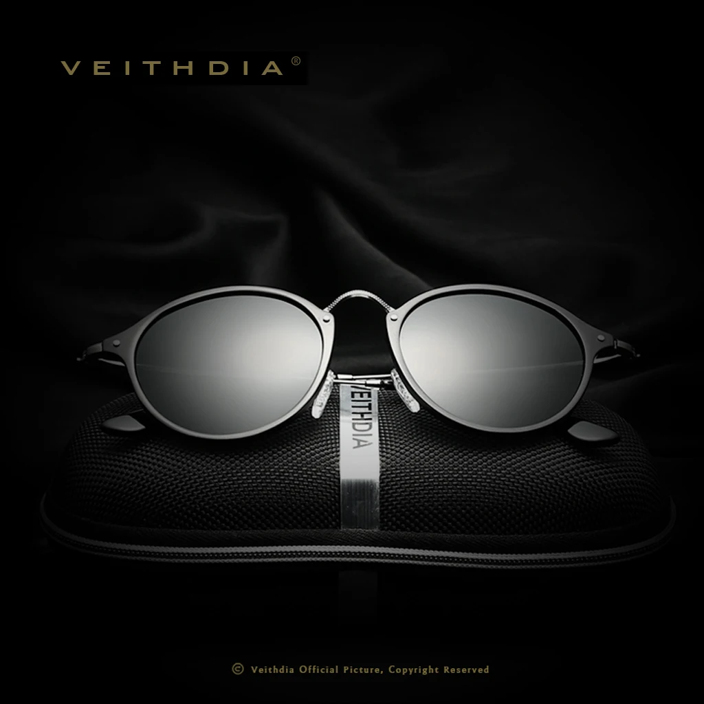 Солнцезащитные очки унисекс VEITHDIA круглые зеркальные с поляризационными