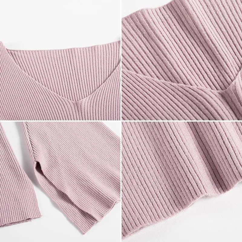 Sweater Female New Autumn V-neck Korean Fashion Self-cultivation Winter Bottoming High elasticity Knit Sweaters Women Pull | Женская
