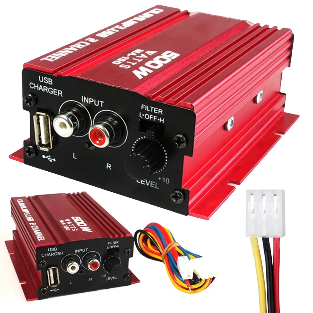 Мини HiFi 12 V 2CH USB цифровой стерео аудио разъем Усилитель сабвуфер для Автомобиль