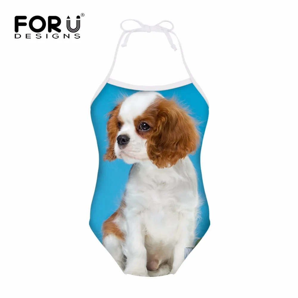 Forudesigns/детей Купальники для малышек купальник для Обувь для девочек милый плюшевый пес печати Одна деталь плавать Костюмы для детей Купание Костюмы пляжная одежда