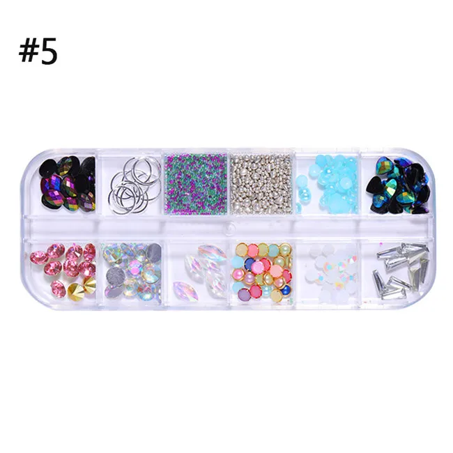 pattern 5 Multi-size Nail Rhinestones 3D Crystal AB Clear Nail Stones Gems Pearl DIY Nail Art Decorations Gold Silver Rivet Rhinestone - Цвет: pattern 5