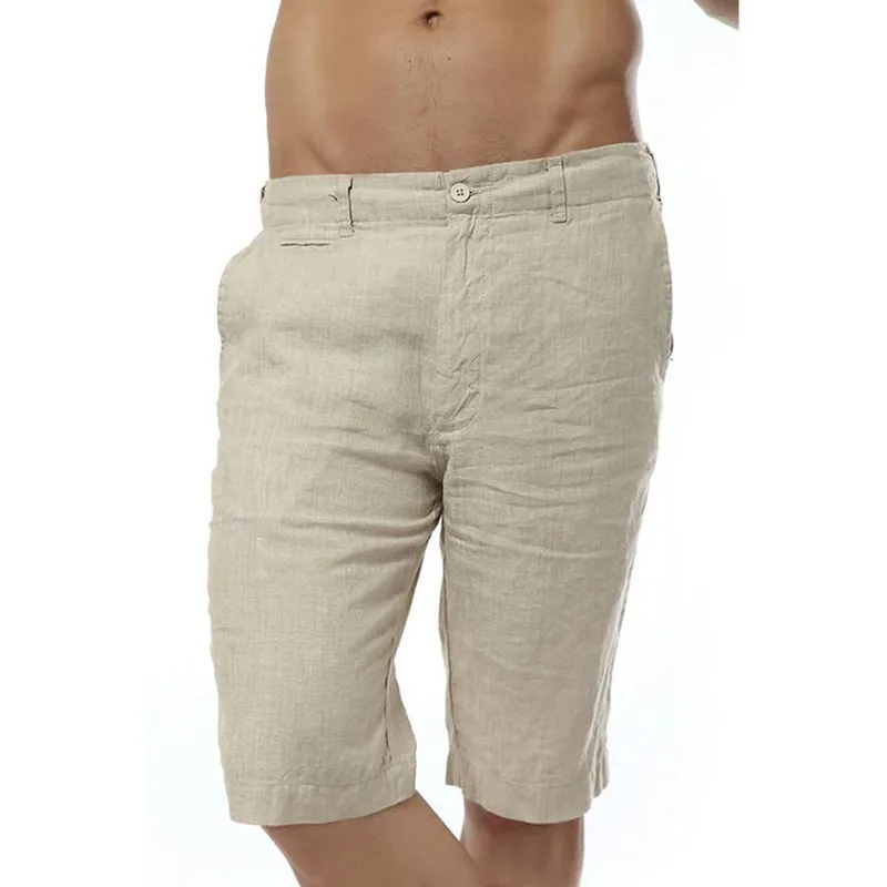 Linen Color Новые летние модные мужские шорты, повседневные мужские льняные шорты, мужские пляжные шорты - Цвет: Linen Color