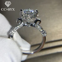 cc sterling rings for women 1 carat round cubic zirconia stone engagement ring bridal wedding jewelry bijoux femme cc582