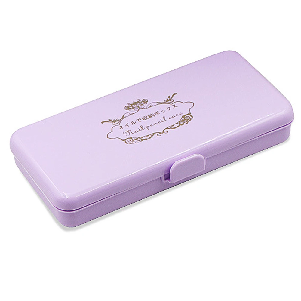 Purple Коробка для хранения ногтей для длинных пилок для ногтей/кистей/толкателей/ножниц инструменты для ногтей пустой держатель контейнеры аксессуары для ногтей Органайзер коробка - Цвет: Purple
