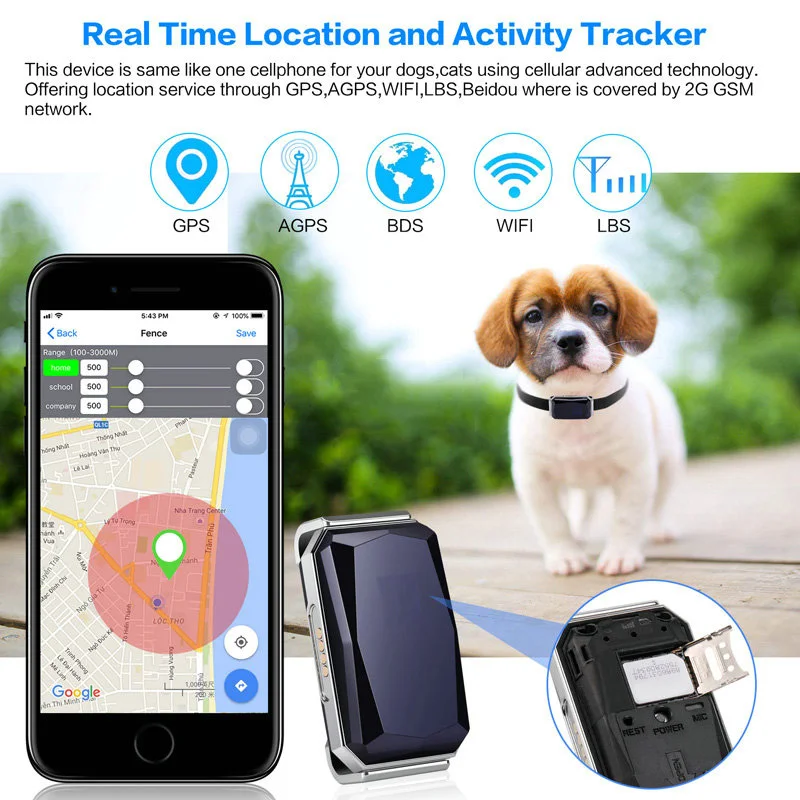 Petshy gps-трекер ошейник мини Водонепроницаемый локатор в режиме реального времени gps+ LBS+ Wi-Fi местоположение для собаки кошки отслеживание Геозоны