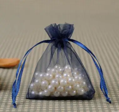 Новинка,, 5x7 см, 7x9, 9x12, 10x15 см, 50 шт., сумки из органзы для конфет, подарочная упаковка для ювелирных изделий, упаковка для свадебного подарка и сумки - Цвет: Navy Blue